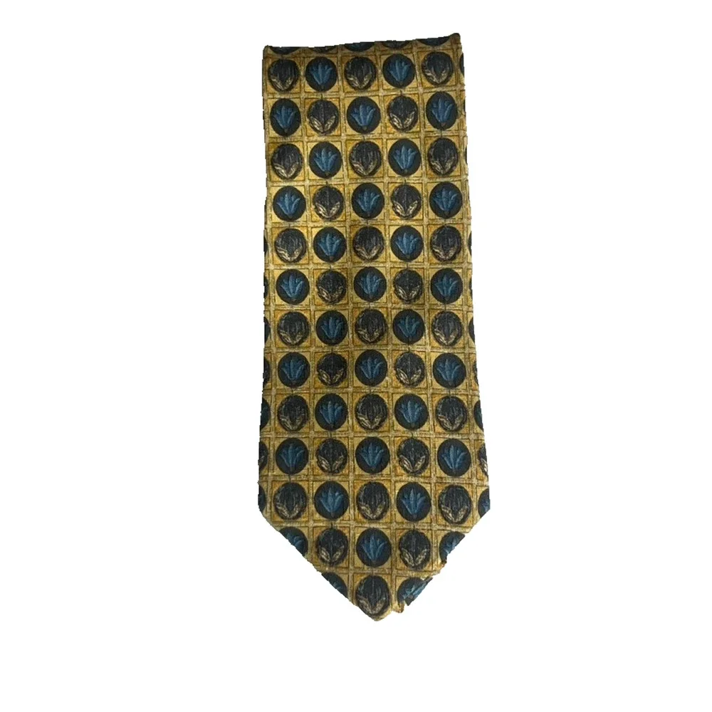 Ermenegildo Zegna Men's 100% Silk Yellow with Floral/ Geometric Pattern Tie